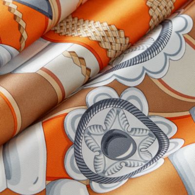 HERMES Twilly Pocket バンダナ・スカーフ オレンジ/クリーム オレンジ